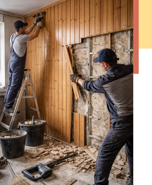 Демонтаж вагонки со стен в Минусинске от 1473 руб. — снятие, удаление, срочно | ОТДЕЛОЧНИК-Мнс