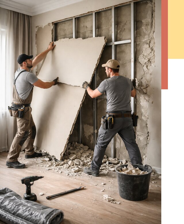 Демонтаж гипсокартона со стен в Минусинске от 356 руб. — услуги демонтажа | ОТДЕЛОЧНИК-Мнс