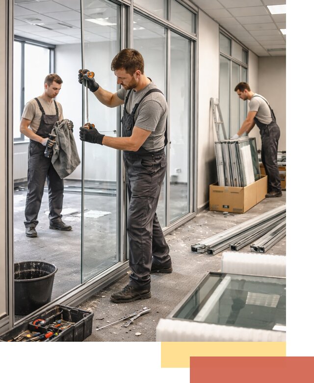 Демонтаж стеклянных перегородок в Минусинске быстро и безопасно