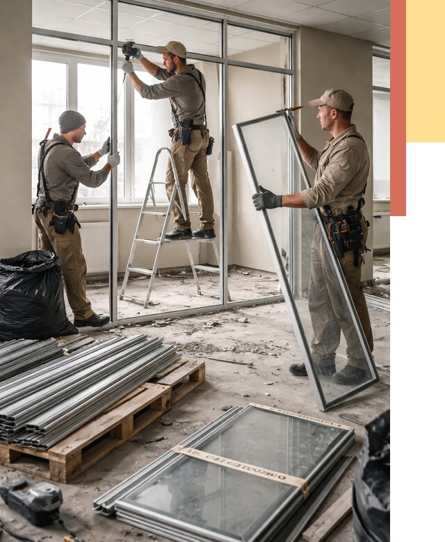 Демонтаж алюминиевых перегородок в Минусинске от 4268 руб. — быстро и недорого | ОТДЕЛОЧНИК-Мнс