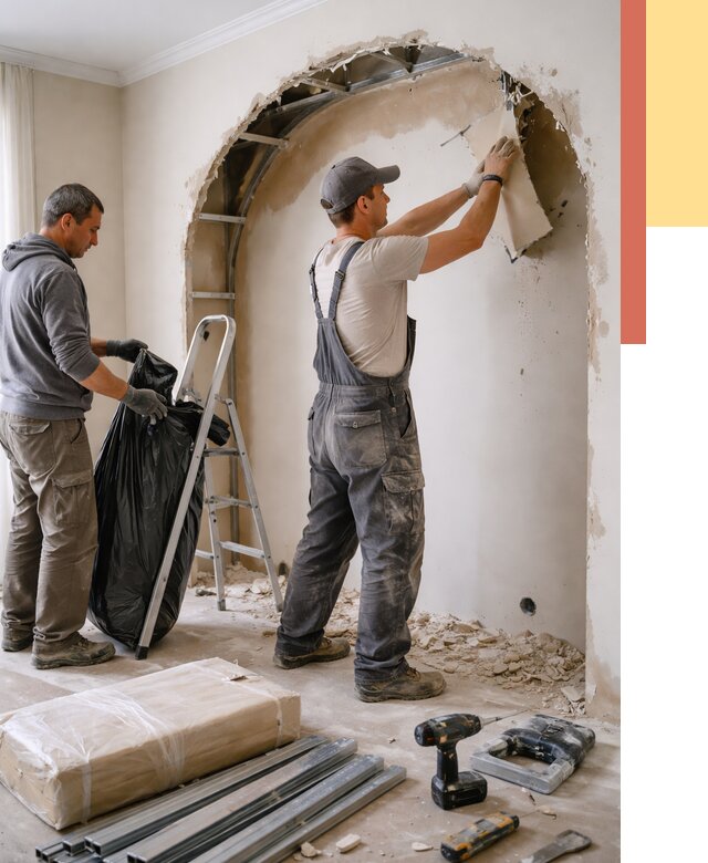 Демонтаж арки из гипсокартона в Минусинске от 3556 руб. — услуги под ключ | ОТДЕЛОЧНИК-Мнс