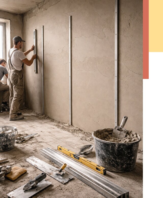 Штукатурка стен по маякам в Минусинске от 5589 руб./м² — выравнивание под ключ | ОТДЕЛОЧНИК-Мнс