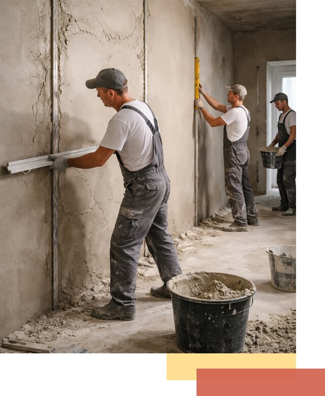 Штукатурка стен по маякам в Минусинске — точная и ровная поверхность