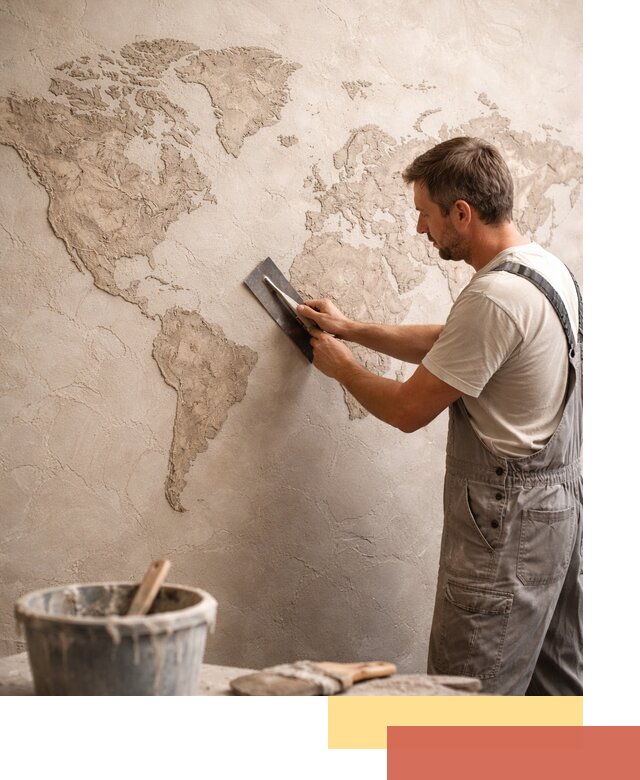 Декоративная штукатурка «Карта мира» под ключ в Минусинске
