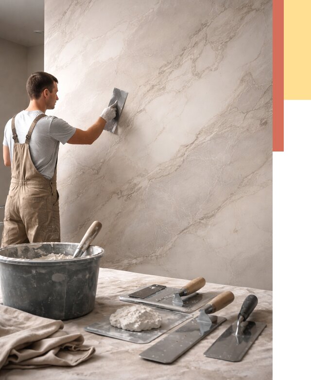 Декоративная штукатурка под мрамор в Минусинске от 2845 руб./м² — быстро и недорого | ОТДЕЛОЧНИК-Мнс