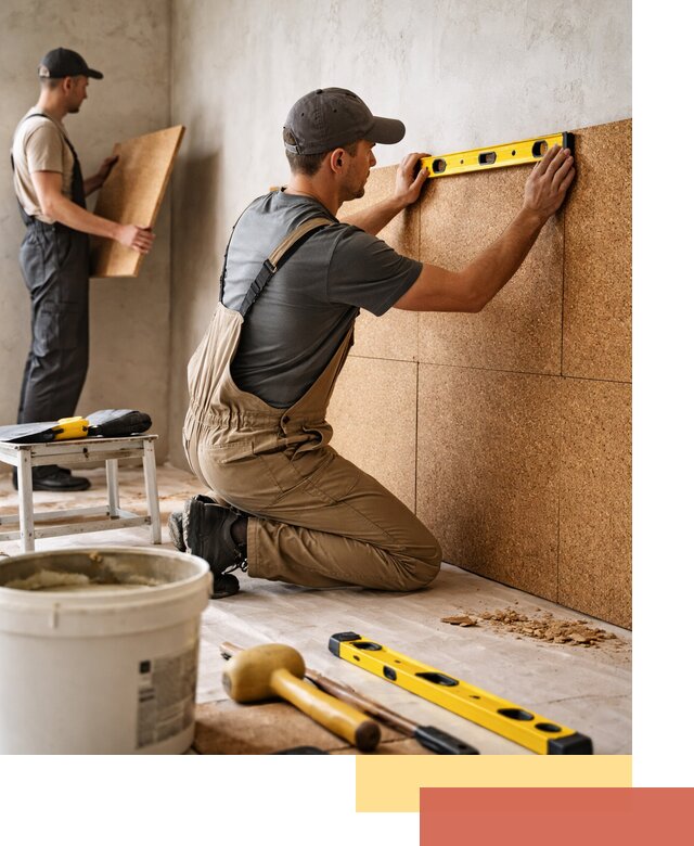 Монтаж пробковых панелей на стены в Минусинске быстро и качественно