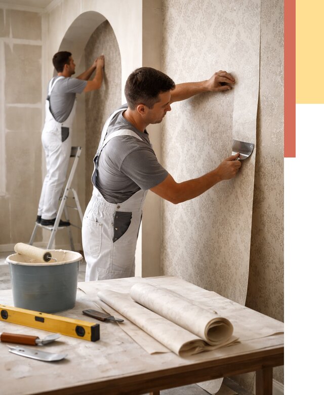 Поклейка обоев на сложные стены в Минусинске от 2845 руб. под ключ | ОТДЕЛОЧНИК-Мнс