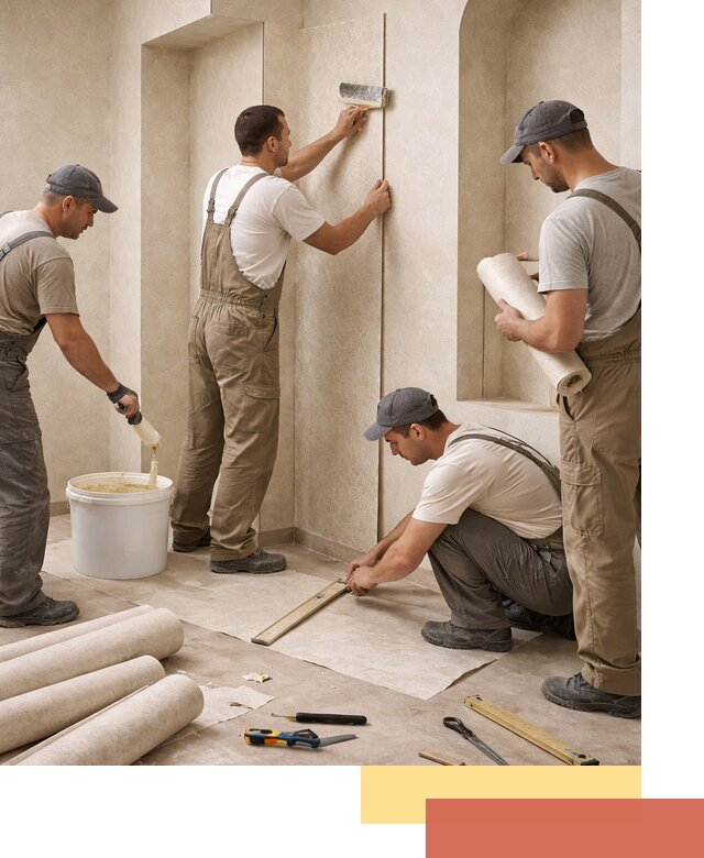 Поклейка обоев на сложные стены и неровные поверхности в Минусинске