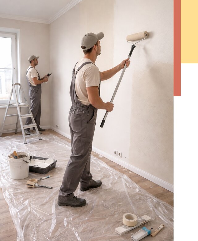 Покраска стен акриловой краской в Минусинске от 3556 руб./м² — быстро и недорого | ОТДЕЛОЧНИК-Мнс