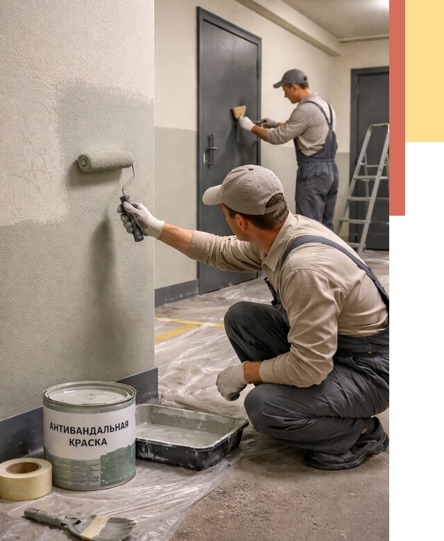 Покраска стен антивандальной краской в Минусинске от 4572 руб./м² под ключ | ОТДЕЛОЧНИК-Мнс