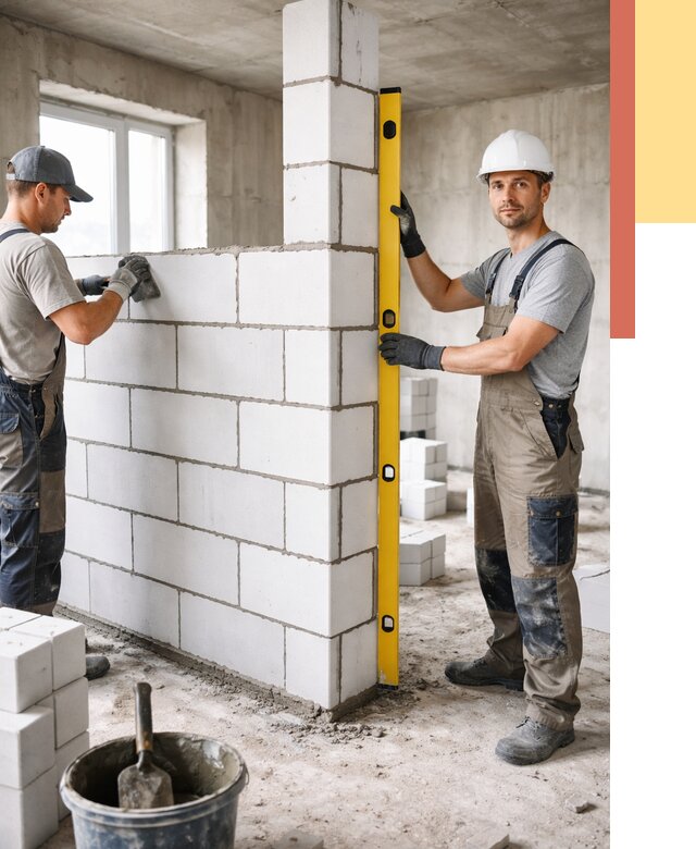 Кладка перегородок из пеноблока в Минусинске от 1829 руб. под ключ | ОТДЕЛОЧНИК-Мнс