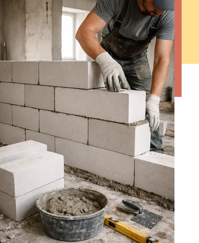 Кладка перегородок из силикатного блока в Минусинске от 4064 руб. под ключ | ОТДЕЛОЧНИК-Мнс