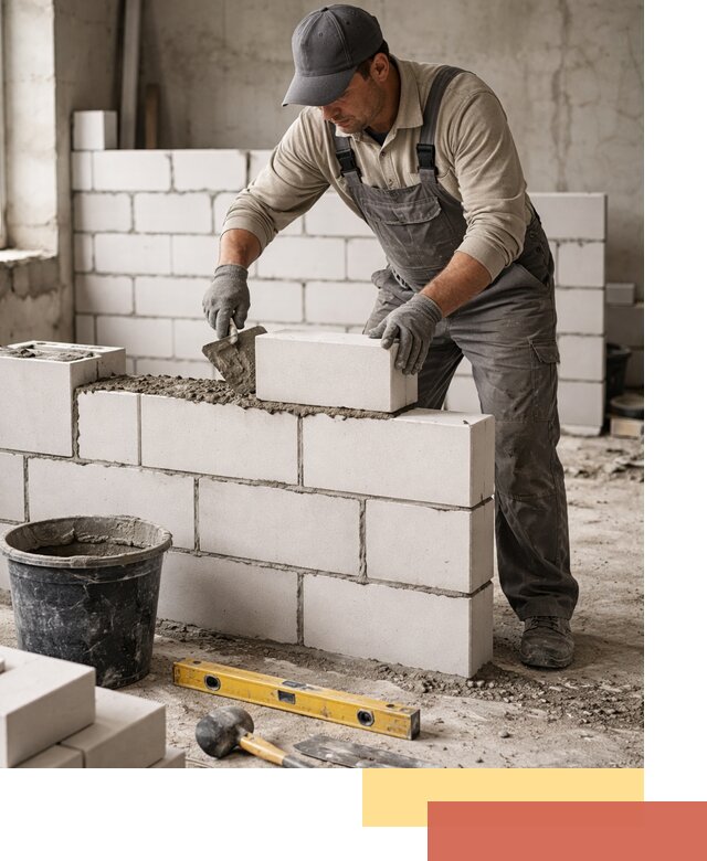 Кладка перегородок из силикатного блока в Минусинске