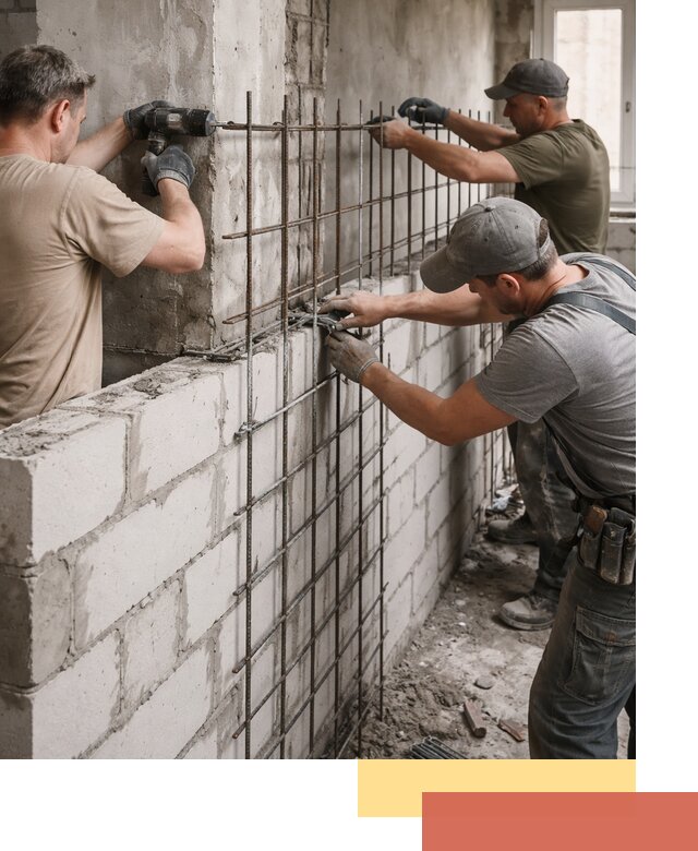 Армирование кладки перегородок в Минусинске профессионально и надёжно