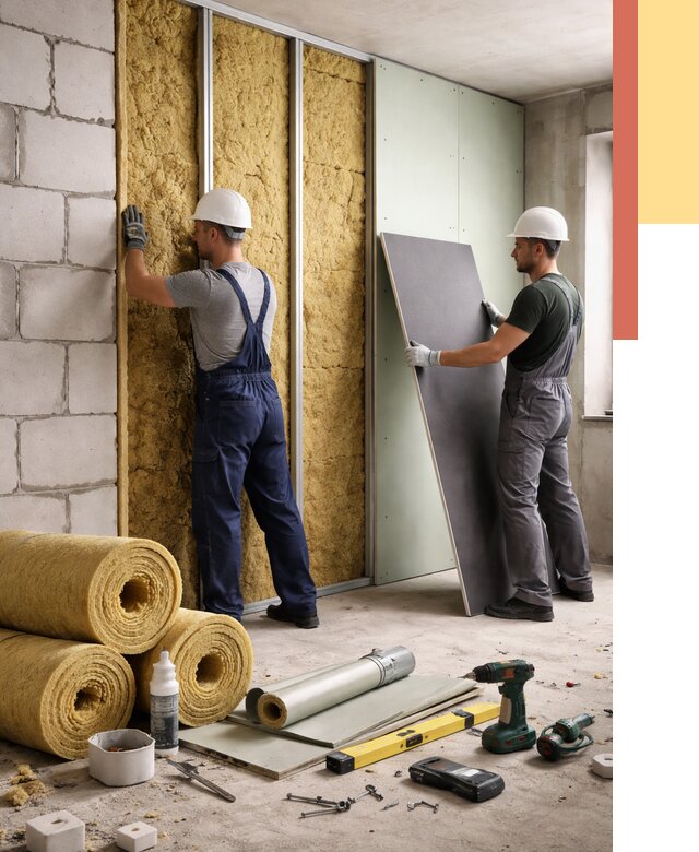 Шумоизоляция перегородок из блоков в Минусинске от 1880 руб./м² — быстро и недорого | ОТДЕЛОЧНИК-Мнс