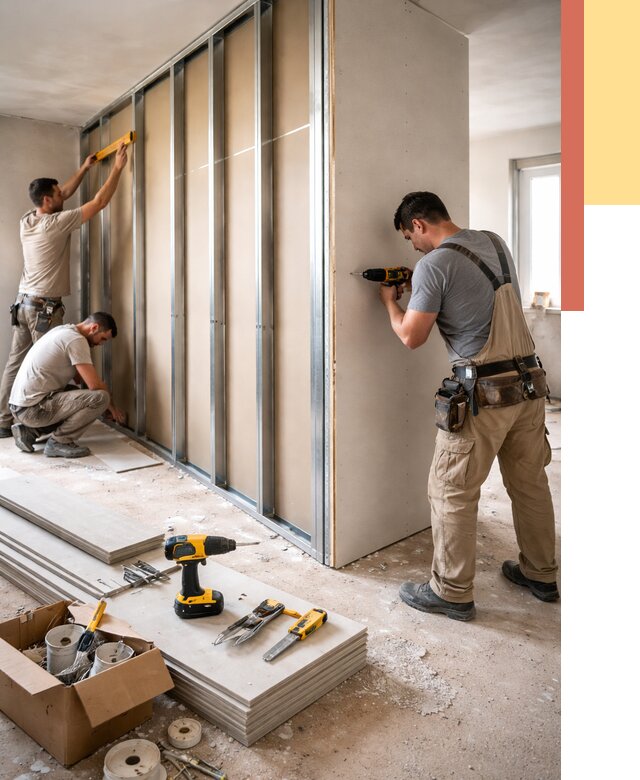 Монтаж однослойной перегородки из гипсокартона в Минусинске от 660 руб. | ОТДЕЛОЧНИК-Мнс