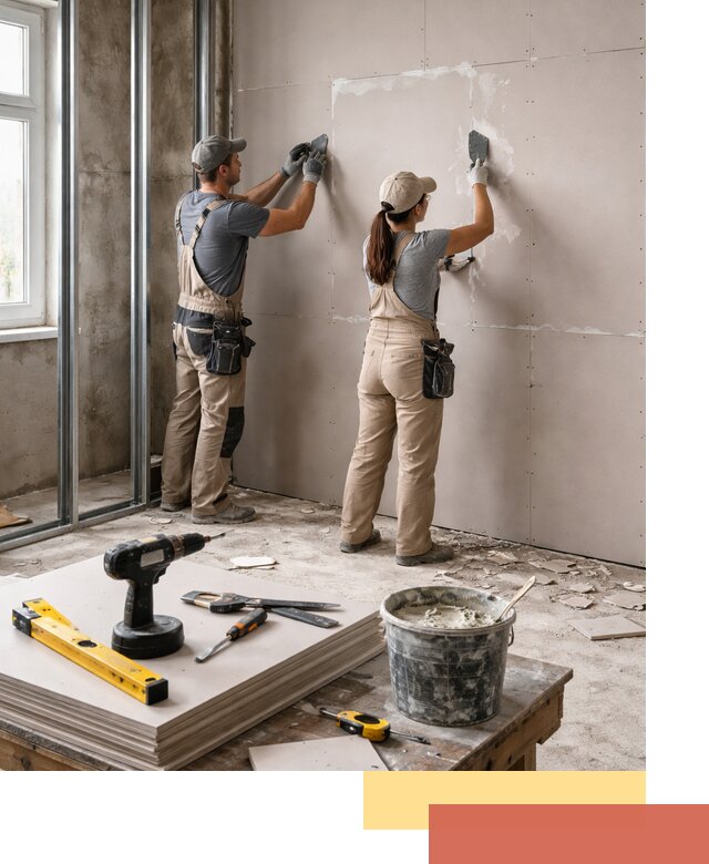 Монтаж двухслойной перегородки из гипсокартона в Минусинске