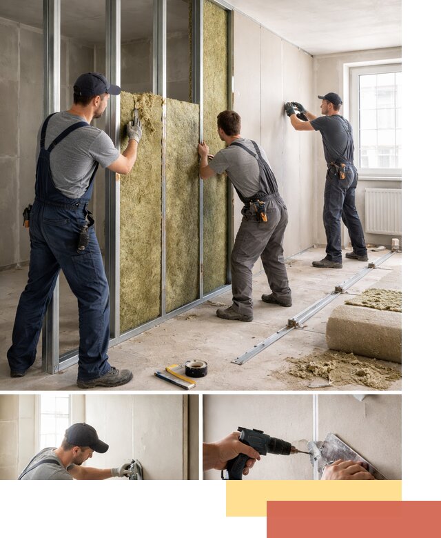 Перегородка из гипсокартона с шумоизоляцией в Минусинске — монтаж под ключ