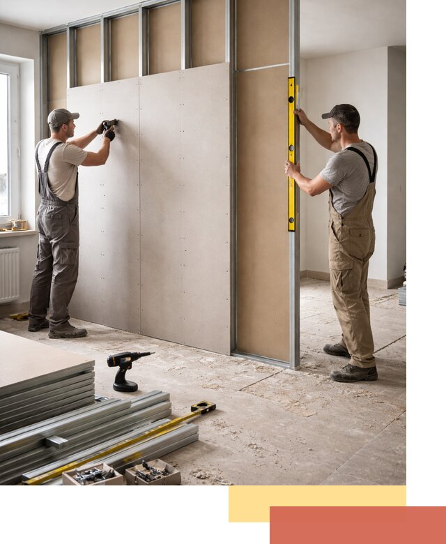 Зонирующая перегородка из гипсокартона под ключ в Минусинске