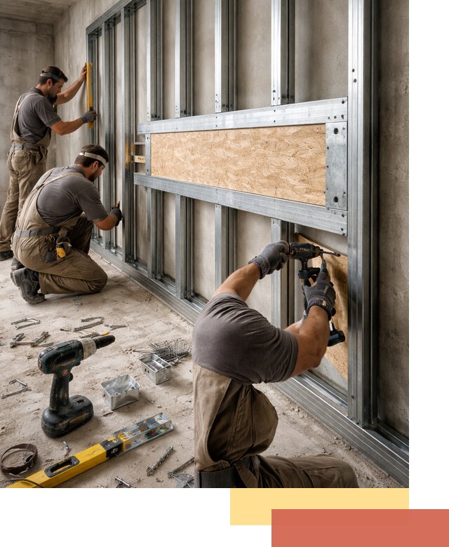 Усиленная перегородка для крепления тяжёлых конструкций в Минусинске