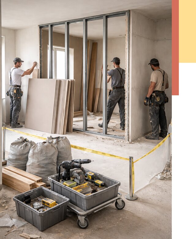 Перенос гипсокартонной перегородки в Минусинске под ключ от 4572 руб. | Демонтаж и монтаж – ОТДЕЛОЧНИК-Мнс