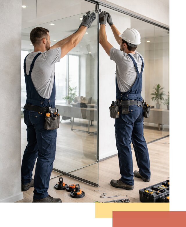 Безрамные стеклянные перегородки под ключ в Минусинске