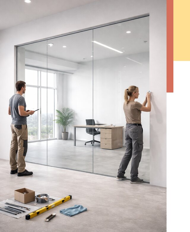 Перегородки из закаленного стекла в Минусинске от 9653 руб. под ключ | ОТДЕЛОЧНИК-Мнс