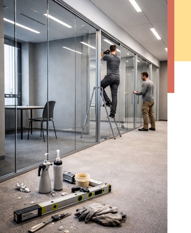 Стеклянные офисные перегородки в Минусинске от 8637 руб. — монтаж и установка | ОТДЕЛОЧНИК-Мнс