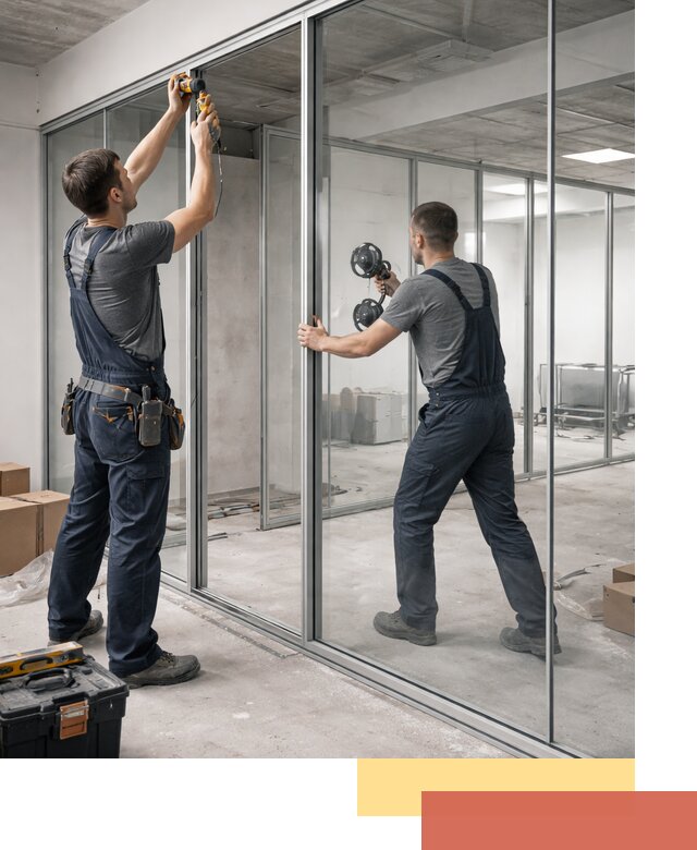 Алюминиевые перегородки со стеклом в Минусинске — изготовление и монтаж