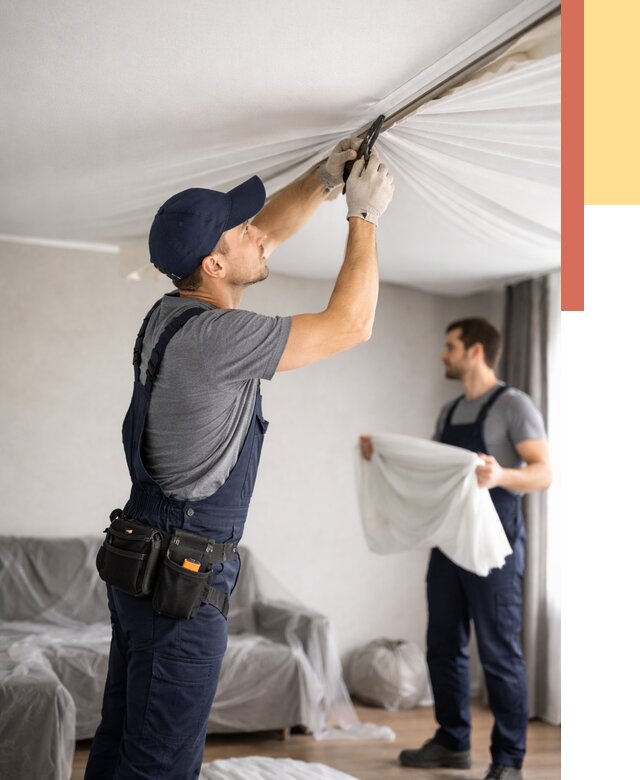 Демонтаж натяжного потолка в Минусинске от 4572 руб. — снятие и разбор под ключ | ОТДЕЛОЧНИК-Мнс