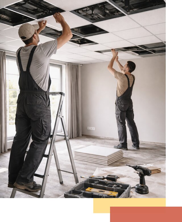 Замена плит подвесного потолка в Минусинске быстро и качественно