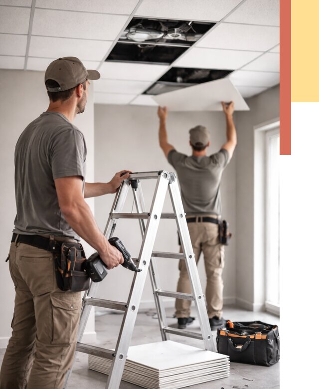 Обслуживание подвесного потолка в Минусинске от 3556 руб. — быстро и недорого | ОТДЕЛОЧНИК-Мнс