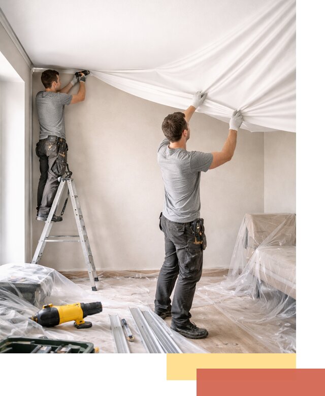 Монтаж тканевого натяжного потолка в Минусинске недорого и быстро