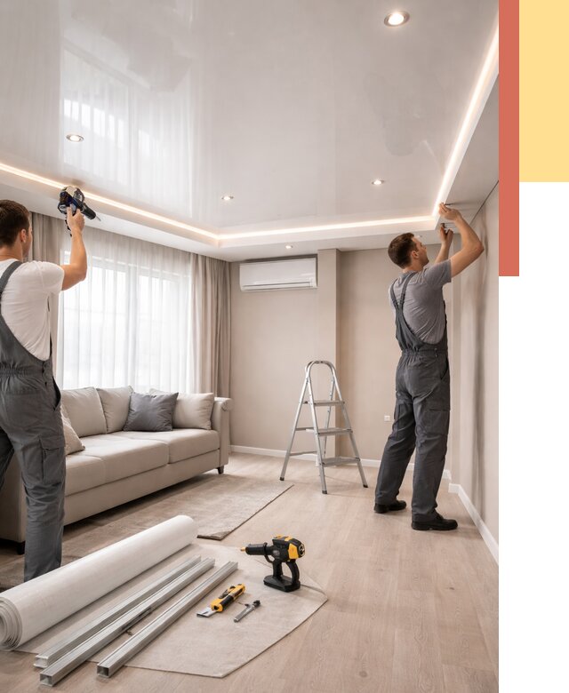 Монтаж глянцевого натяжного потолка в Минусинске от 762 руб. под ключ | ОТДЕЛОЧНИК-Мнс