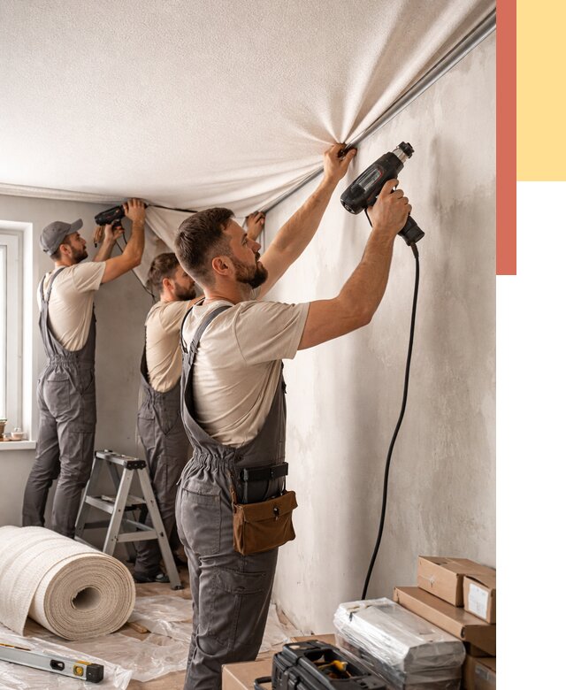 Монтаж фактурного натяжного потолка в Минусинске от 762 руб. — ОТДЕЛОЧНИК-Мнс