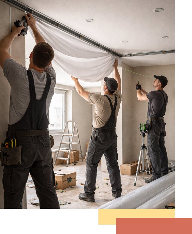 Монтаж парящего натяжного потолка под ключ в Минусинске