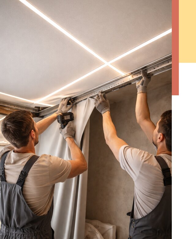 Монтаж натяжного потолка со световыми линиями в Минусинске от 1219 руб. | ОТДЕЛОЧНИК-Мнс