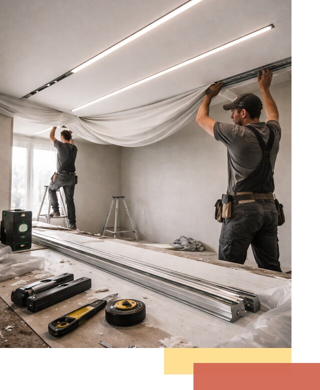 Монтаж натяжных потолков со световыми линиями в Минусинске