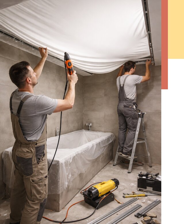 Монтаж натяжного потолка в ванной в Минусинске от 1219 руб. под ключ | ОТДЕЛОЧНИК-Мнс