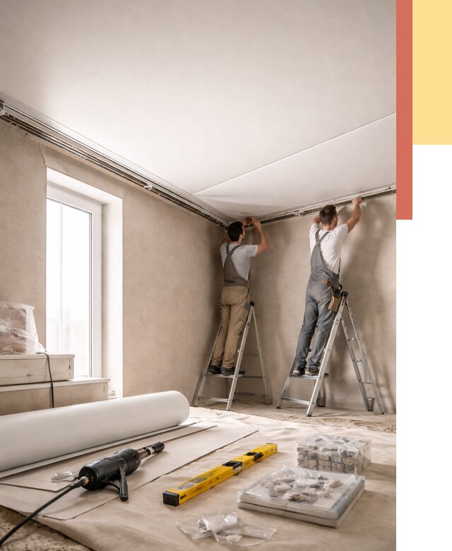 Монтаж натяжного потолка в спальне в Минусинске от 3861 руб. под ключ | ОТДЕЛОЧНИК-Мнс