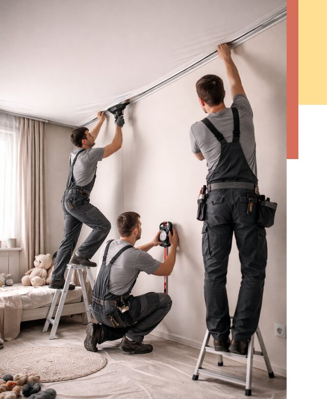 Монтаж натяжного потолка в детской в Минусинске от 3556 руб. — быстро и недорого | ОТДЕЛОЧНИК-Мнс