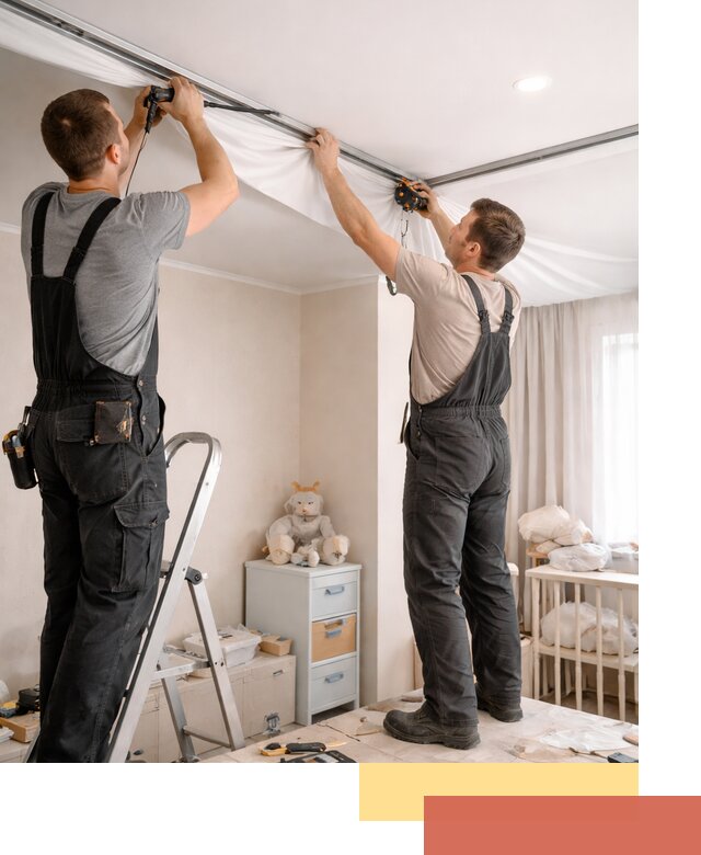 Монтаж натяжного потолка в детской комнате в Минусинске