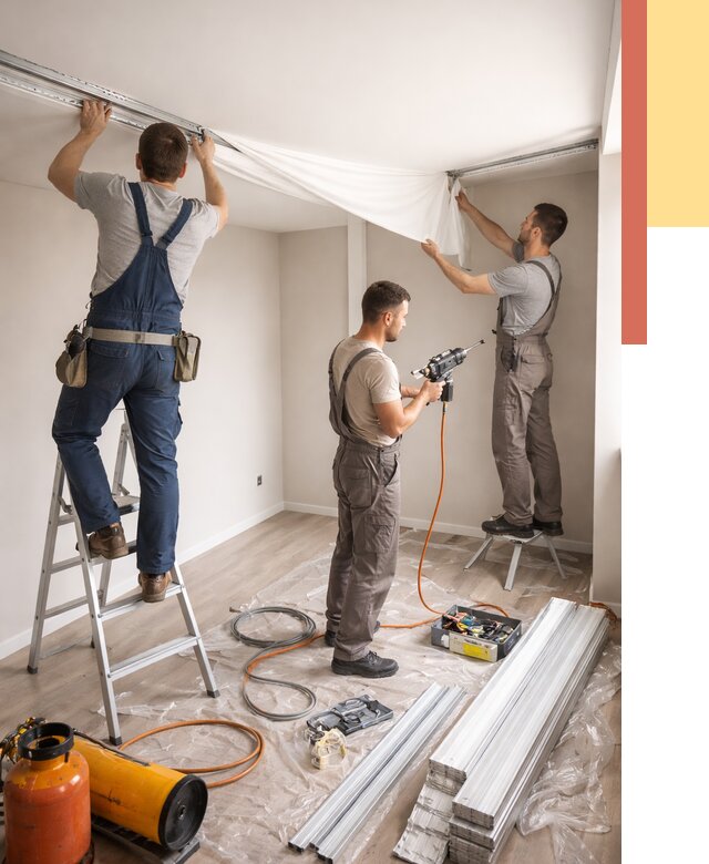 Монтаж натяжного потолка в студии в Минусинске от 5589 руб. — быстро и недорого | ОТДЕЛОЧНИК-Мнс