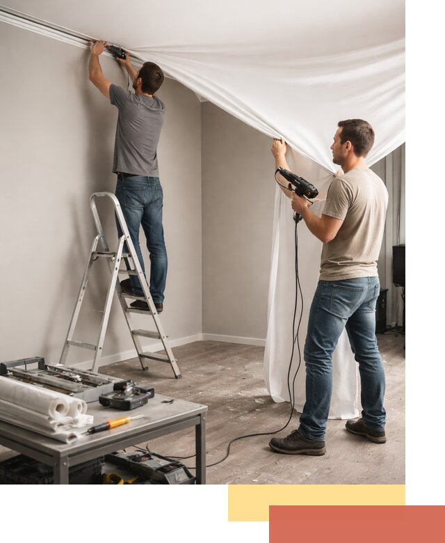 Монтаж натяжного потолка в студии в Минусинске