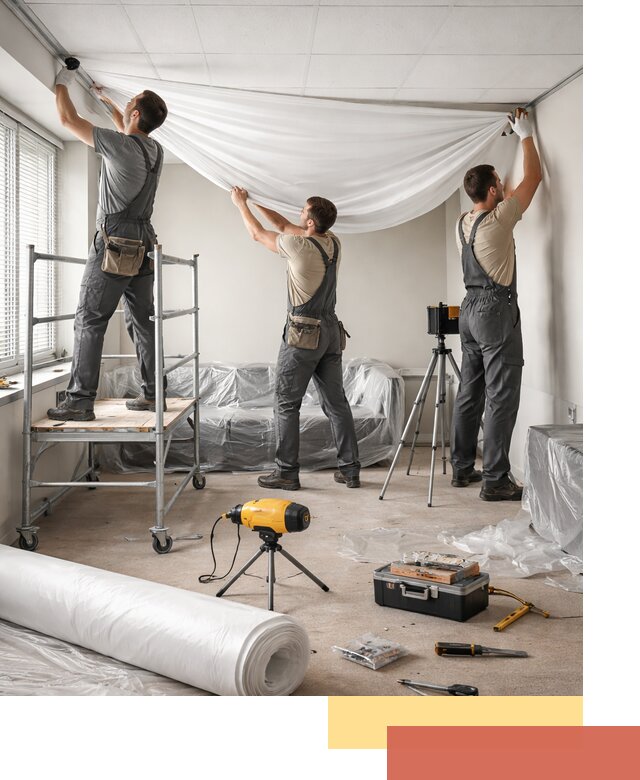 Монтаж натяжного потолка в офисе в Минусинске