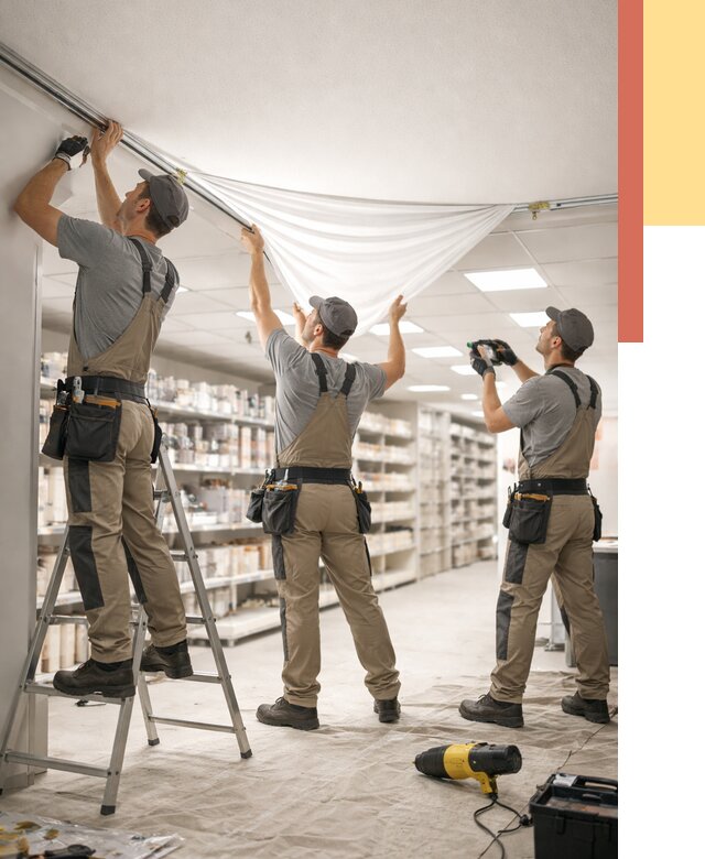 Монтаж натяжного потолка в магазине в Минусинске от 4572 руб. быстро и недорого | ОТДЕЛОЧНИК-Мнс