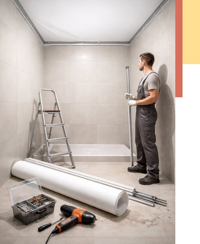 Монтаж натяжного потолка в санузле в Минусинске от 1880 руб. — ОТДЕЛОЧНИК-Мнс