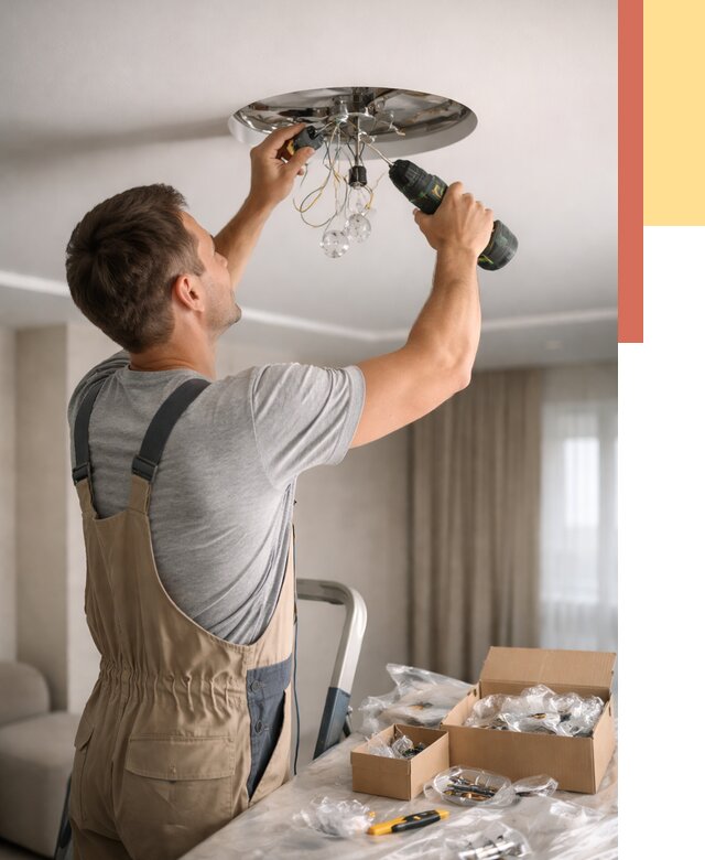 Установка люстры в натяжной потолок в Минусинске от 1219 руб. | Быстро и недорого — ОТДЕЛОЧНИК-Мнс