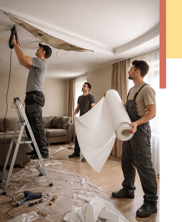 Замена полотна натяжного потолка в Минусинске от 9653 руб. быстро и недорого | ОТДЕЛОЧНИК-Мнс