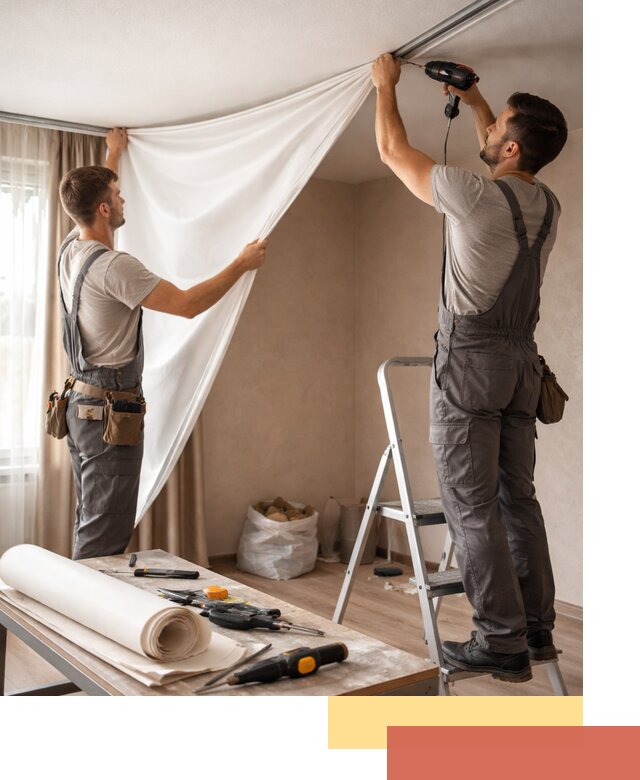 Замена полотна натяжного потолка в Минусинске быстро и качественно